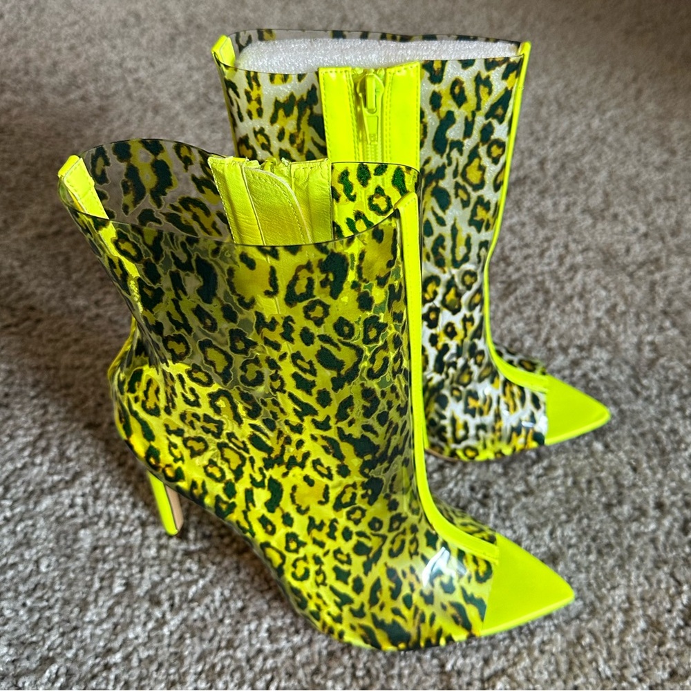 Neon Yellow, Cheetah Print heels